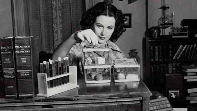 HEDY LAMARR, THE ACTRESS AND INVENTOR — original stamp illustration