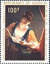 Chad, 1969. Philexafrique. Senegal. J. Raoux. Young Lady Reading a Letter.