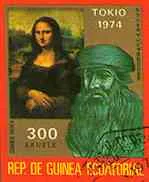 Mona Lisa Gioconda on Postal Stamps — original stamp illustration