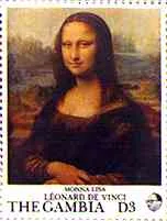 Mona Lisa Gioconda on Postal Stamps — original stamp illustration
