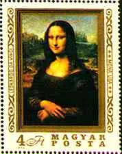 Mona Lisa Gioconda on Postal Stamps — original stamp illustration