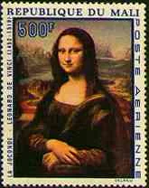 Mona Lisa Gioconda on Postal Stamps — original stamp illustration