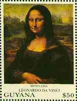 Mona Lisa Gioconda on Postal Stamps — original stamp illustration