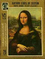 Mona Lisa Gioconda on Postal Stamps — original stamp illustration