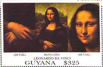 Mona Lisa Gioconda on Postal Stamps — original stamp illustration