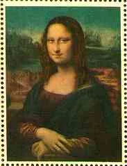 Mona Lisa Gioconda on Postal Stamps — original stamp illustration