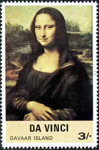 Mona Lisa Gioconda on Postal Stamps — original stamp illustration