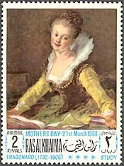 Ras al Khaima, 1968. Study of a young Lady, by Jean Honoré Fragonard. Mi. 223