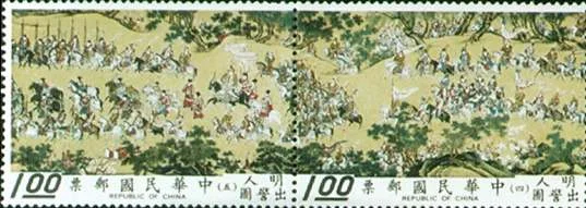 Old Chinese Scorolls on Stamps — original stamp illustration