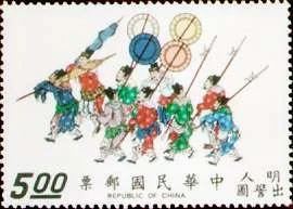 Old Chinese Scorolls on Stamps — original stamp illustration
