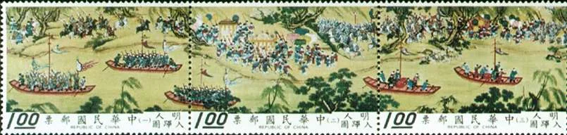 Old Chinese Scorolls on Stamps — original stamp illustration
