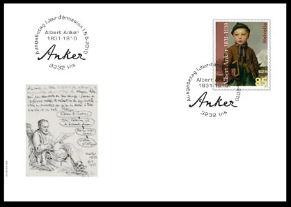 Op Art vs Albert Anker — original stamp illustration