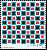 Op Art vs Albert Anker — original stamp illustration
