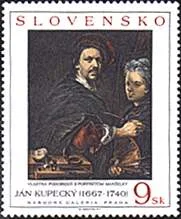 Slovak Rep., 1997. Jan Kupecky. Painter with the Portrait of Mrs. Manzelky.