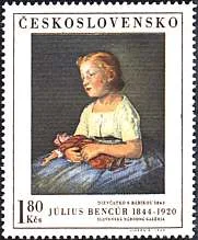 Czechoslovakia, 1969. Julius Bencur. Girl with Doll. Scott 1661.