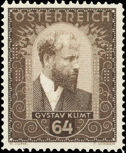 Paintings of Gustav Klimt on Postal Stamps — original stamp illustration