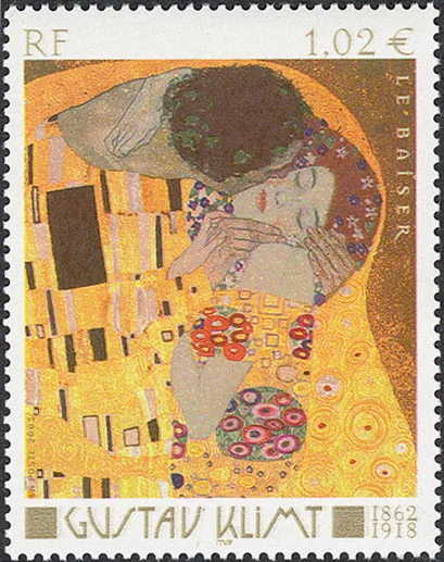 Paintings of Gustav Klimt on Postal Stamps — original stamp illustration