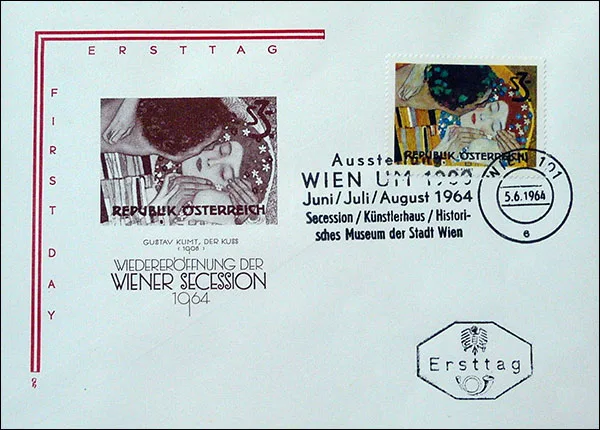 Paintings of Gustav Klimt on Postal Stamps — original stamp illustration