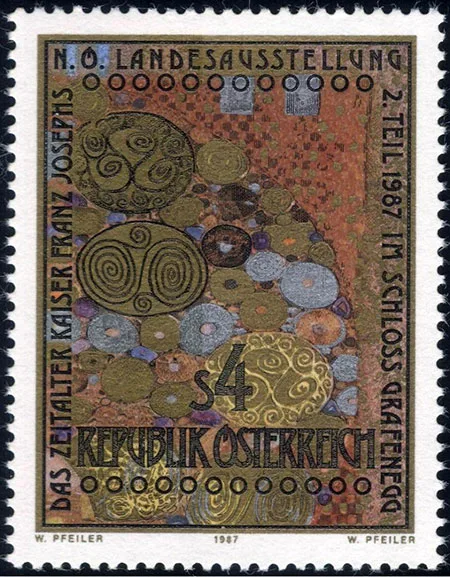 Paintings of Gustav Klimt on Postal Stamps — original stamp illustration