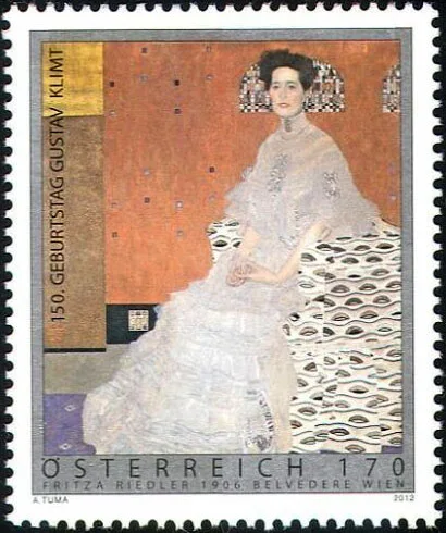 Paintings of Gustav Klimt on Postal Stamps — original stamp illustration