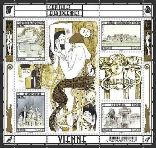 Paintings of Gustav Klimt on Postal Stamps — original stamp illustration