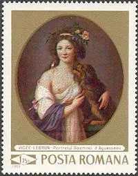 Romania, 1969. Vigée Lebrun, Portrait of mme d'Aguesseau. Sc. 2122.