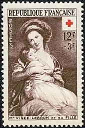 France, 1953. Elisabeth Vigée-Lebrun and her daughter. Scott B282, Yvert and Cérès 966, Dallay 984