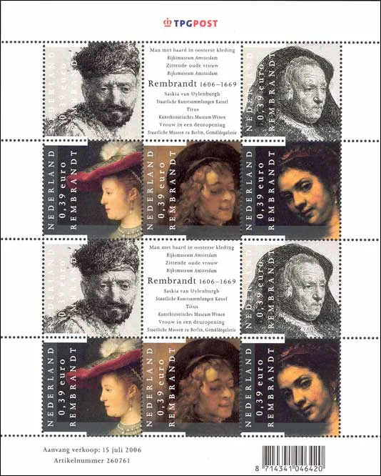 Rembrandt 400th Birth Anniversary on TGP Stamps — original stamp illustration