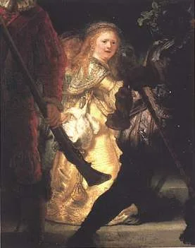 Rembrandt. Famous Works & Etchings — original stamp illustration