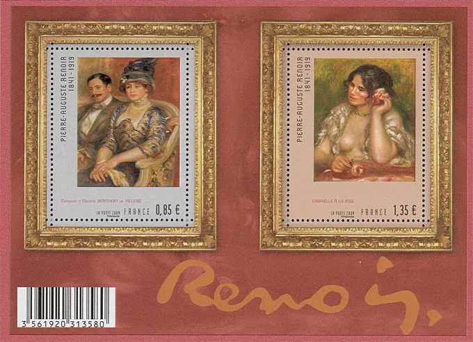 Renoir on Stamps: 90th Death Anniversary — original stamp illustration