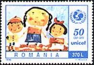 Romanian Children on Paintings — original stamp illustration