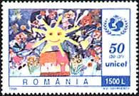 Romanian Children on Paintings — original stamp illustration
