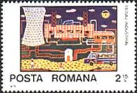 Romanian Children on Paintings — original stamp illustration