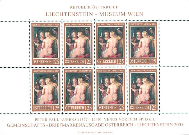Rubens - Venus at a Mirror — original stamp illustration