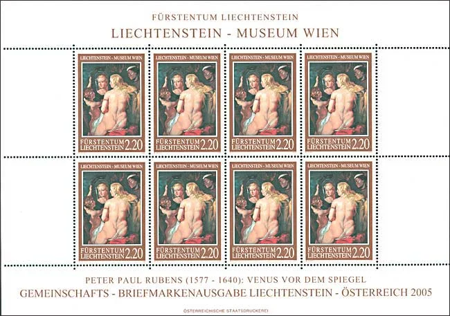 Rubens - Venus at a Mirror — original stamp illustration