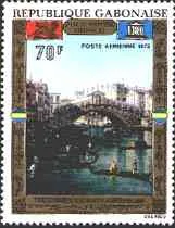 Gabon, 1972. Rialto Bridge by Canaletto (erroneusly inscripted Caffi)