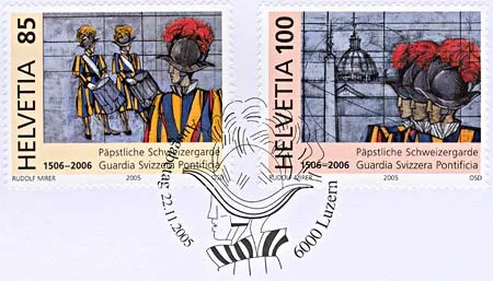 Swiss Papal Guard Stamps - Joint Issue Switzerland - Vatican — original stamp illustration