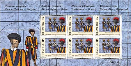 Swiss Papal Guard Stamps - Joint Issue Switzerland - Vatican — original stamp illustration
