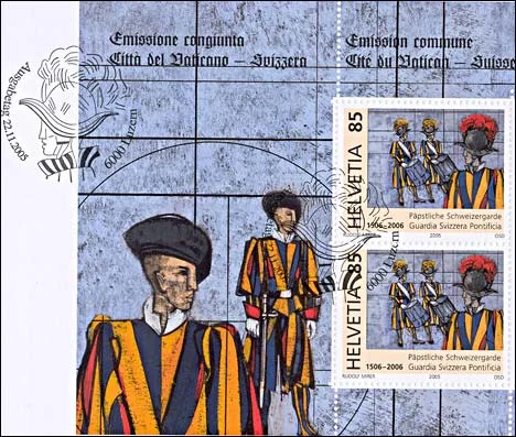 Swiss Papal Guard Stamps - Joint Issue Switzerland - Vatican — original stamp illustration