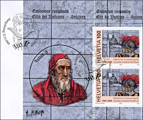 Swiss Papal Guard Stamps - Joint Issue Switzerland - Vatican — original stamp illustration