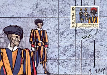 Swiss Papal Guard Stamps - Joint Issue Switzerland - Vatican — original stamp illustration