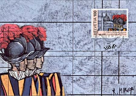 Swiss Papal Guard Stamps - Joint Issue Switzerland - Vatican — original stamp illustration