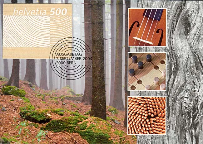 Swiss Wooden Stamp — original stamp illustration