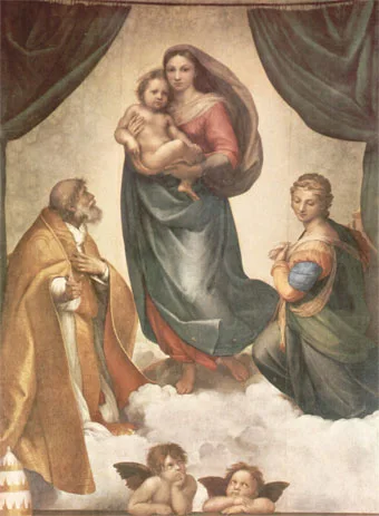 Original illustration from The Colors of Sistine Madonna on Stamps