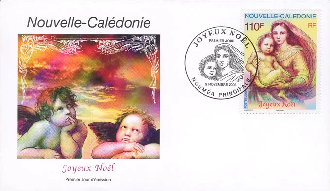 The Colors of Sistine Madonna on Stamps — original stamp illustration
