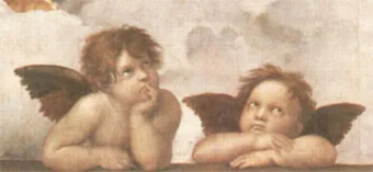 The Colors of Sistine Madonna on Stamps — original stamp illustration