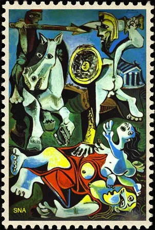 The Intervention of the Sabine Women, by David - on Stamps
