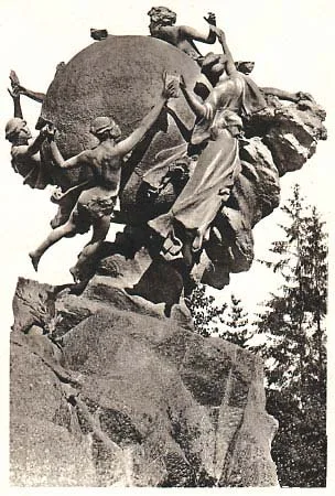 The UPU memorial in Berne, Switzerland — original stamp illustration
