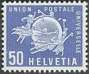 The UPU memorial in Berne, Switzerland — original stamp illustration