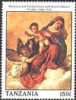 Tanzania, 1988. Madonna and Child in Glory with Saints, detail